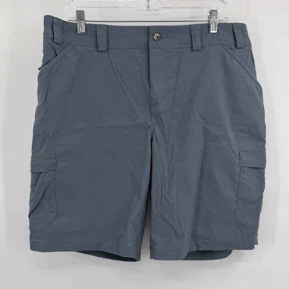 Duluth Trading Co Womens Gray Blue Flex Cargo Hiking Shorts Size 18 Stretch - Picture 2 of 8
